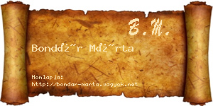 Bondár Márta névjegykártya
